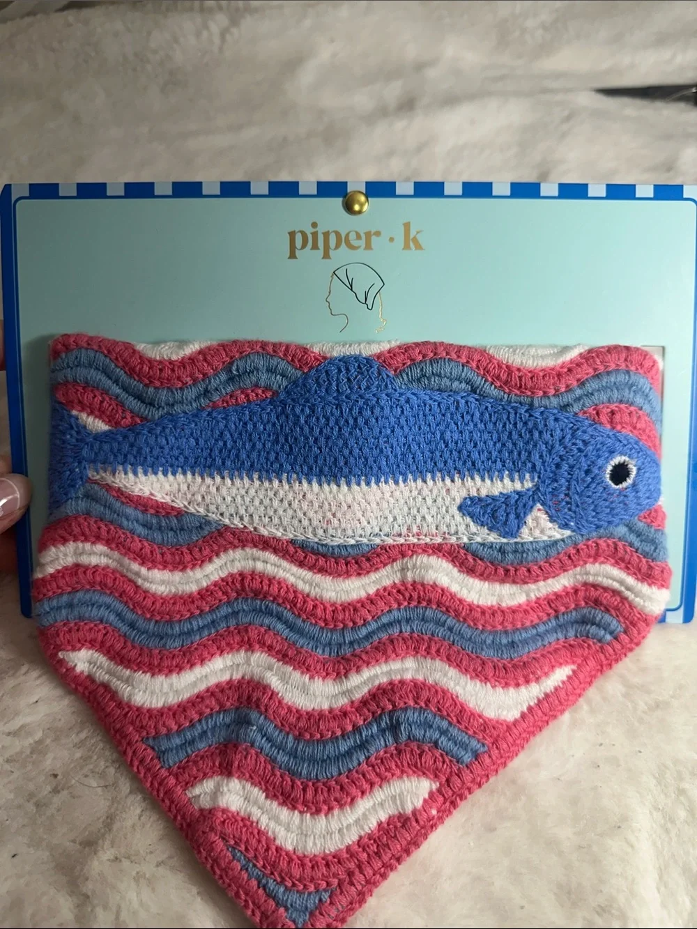 Piper k pink and blue salmon hear scarf